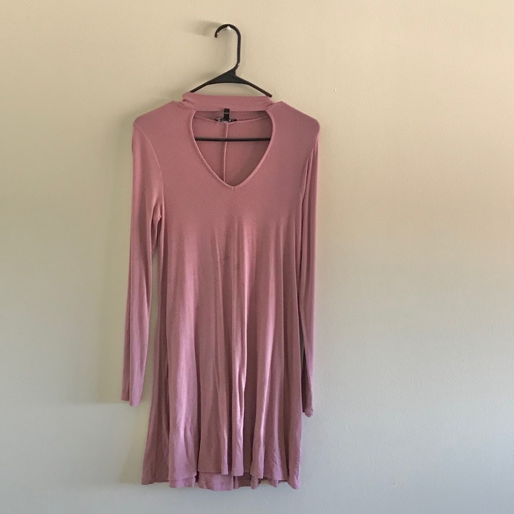 Express-Casual Long sleeves Dress- Plain Print